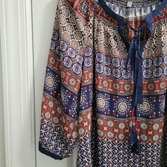 Danielrainn Boho Blouse Medium Size Blue and Orange. - Picture 4 of 6
